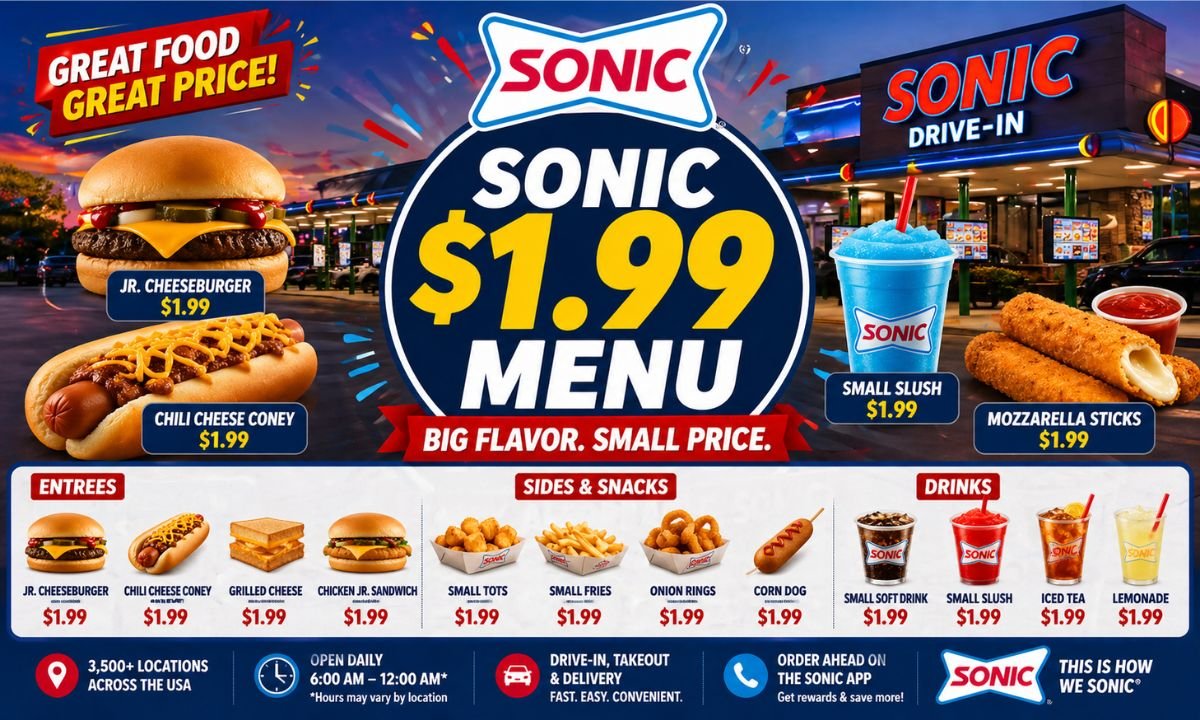 Sonic $1.99 Menu 2026 Complete Guide with Prices & Deals
